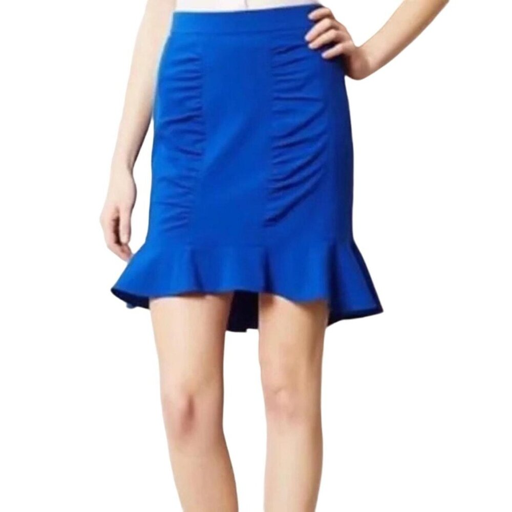 New Anthropologie Trumpet Ruffle Blue Skirt - 0